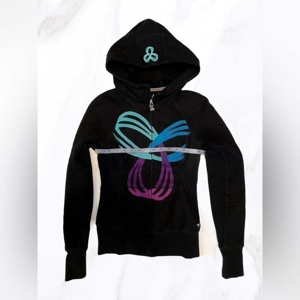 TNA pacific logo black multicolored long sleeve casual zip-up  suede hoodie XS - Picture 3 of 5